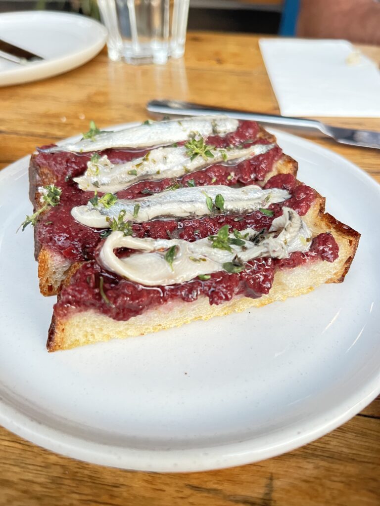 Tapenade soldiers with anchovy